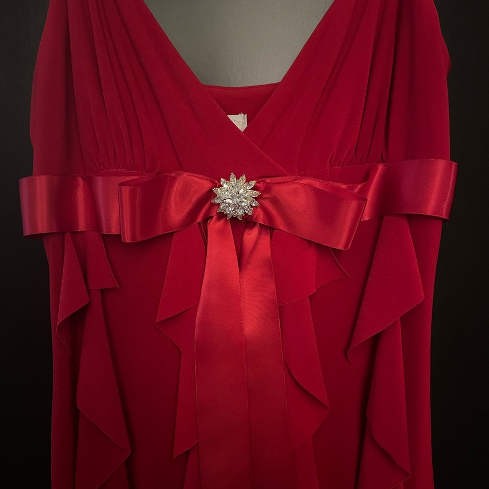 Vintage 2000s Cache Red Dress with Elegant Bow
